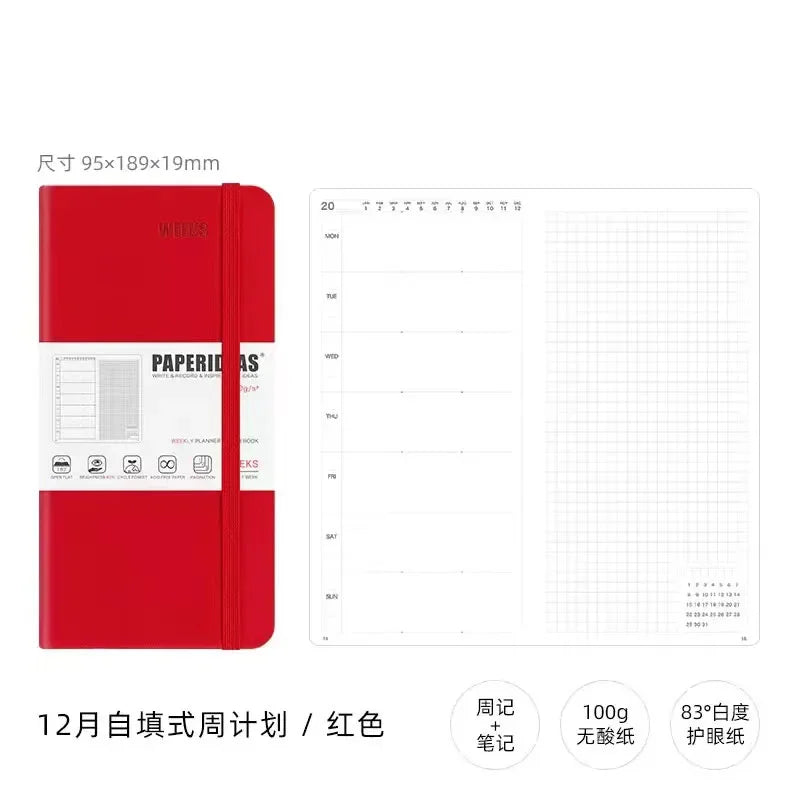 Self Filled Weekly daily Notebook Minimalist Girl Weekly Calendar Notebook Diary Weekly Plan Portable Pocket Book 95x189x19mm