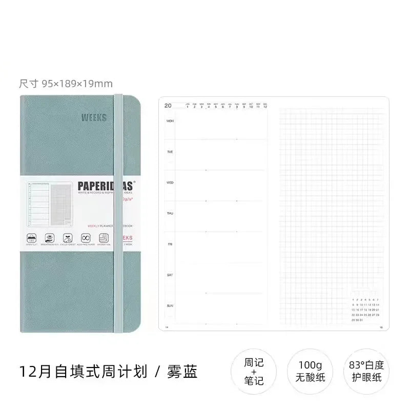 Self Filled Weekly daily Notebook Minimalist Girl Weekly Calendar Notebook Diary Weekly Plan Portable Pocket Book 95x189x19mm