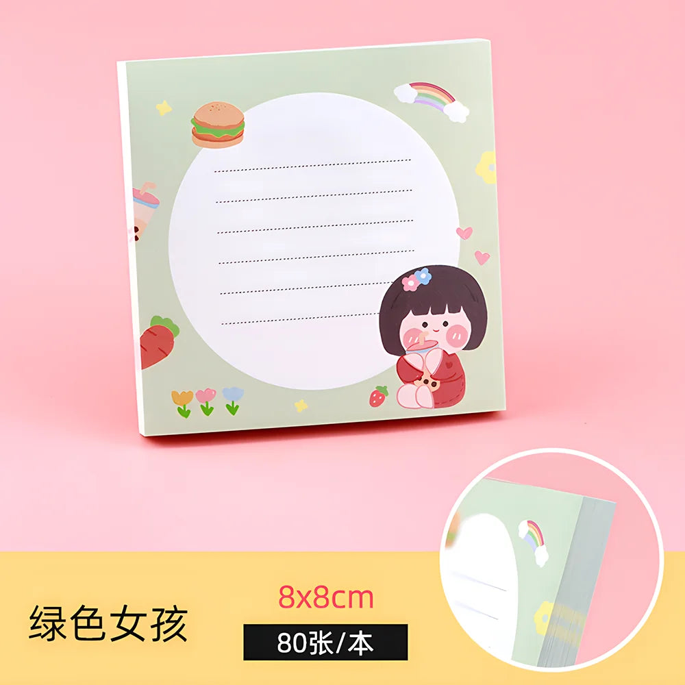 Funny Cute Sticky Notes Kawaii Girl Bear Cow Memo Pad Post Notepad Stationery Daily Planner Shopping Check To Do List Index Tabs