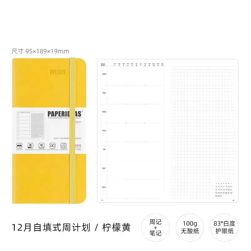 Self Filled Weekly daily Notebook Minimalist Girl Weekly Calendar Notebook Diary Weekly Plan Portable Pocket Book 95x189x19mm