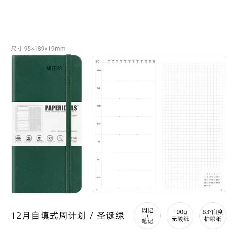 Self Filled Weekly daily Notebook Minimalist Girl Weekly Calendar Notebook Diary Weekly Plan Portable Pocket Book 95x189x19mm