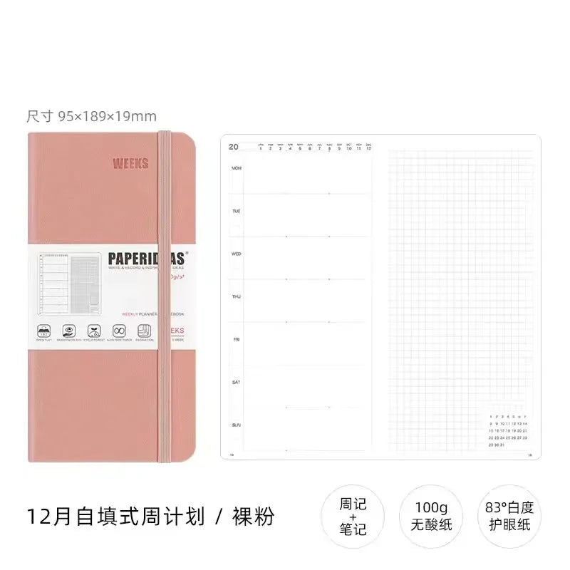 Self Filled Weekly daily Notebook Minimalist Girl Weekly Calendar Notebook Diary Weekly Plan Portable Pocket Book 95x189x19mm