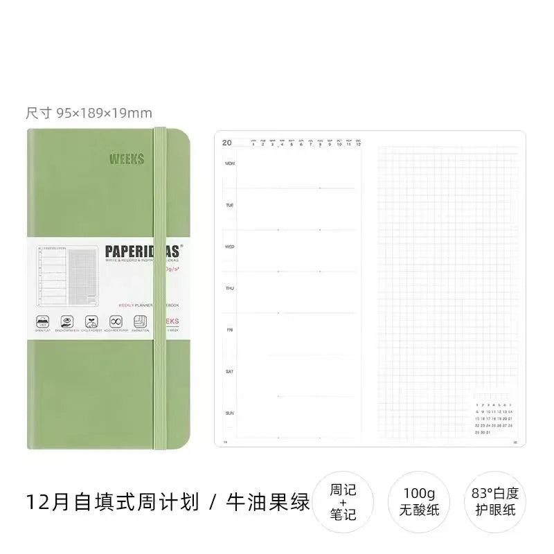 Self Filled Weekly daily Notebook Minimalist Girl Weekly Calendar Notebook Diary Weekly Plan Portable Pocket Book 95x189x19mm