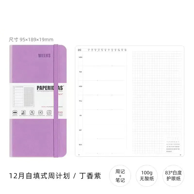 Self Filled Weekly daily Notebook Minimalist Girl Weekly Calendar Notebook Diary Weekly Plan Portable Pocket Book 95x189x19mm