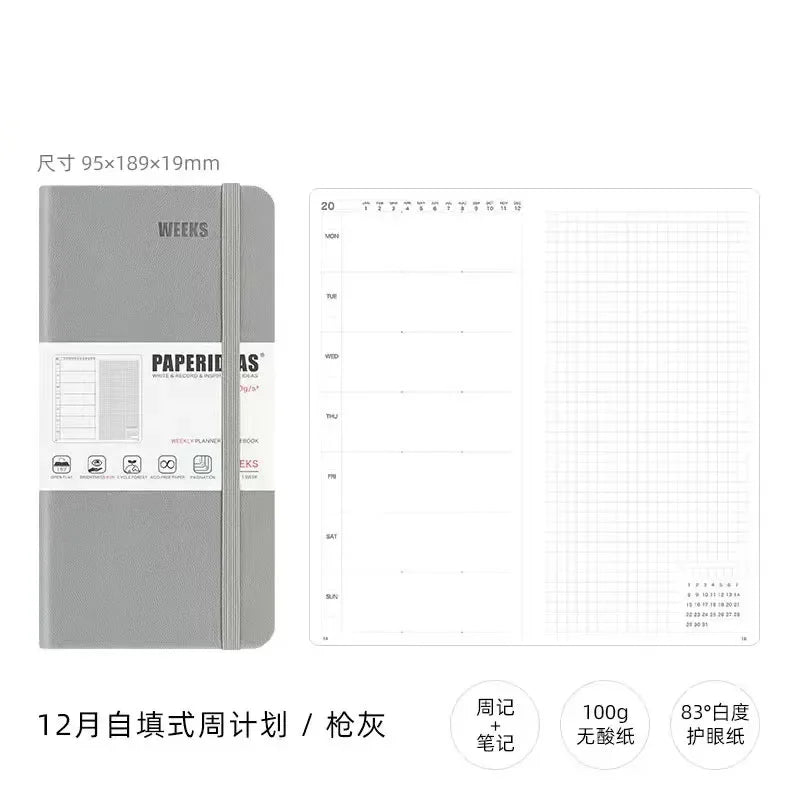 Self Filled Weekly daily Notebook Minimalist Girl Weekly Calendar Notebook Diary Weekly Plan Portable Pocket Book 95x189x19mm