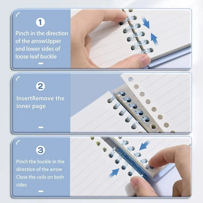B5 Notebook 60Sheet Replaceable Refill Loose Leaf Spiral Binder Paper Index Writing Book Stationery For Office School Supplies