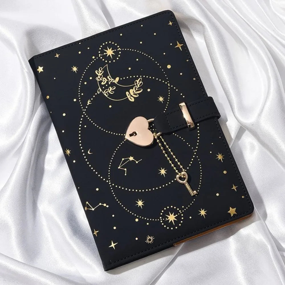 Heart Key Lock Password Notebook Stationery Diary Book A5 Notebook With Lock Love Girl Diary Protecting Secrets