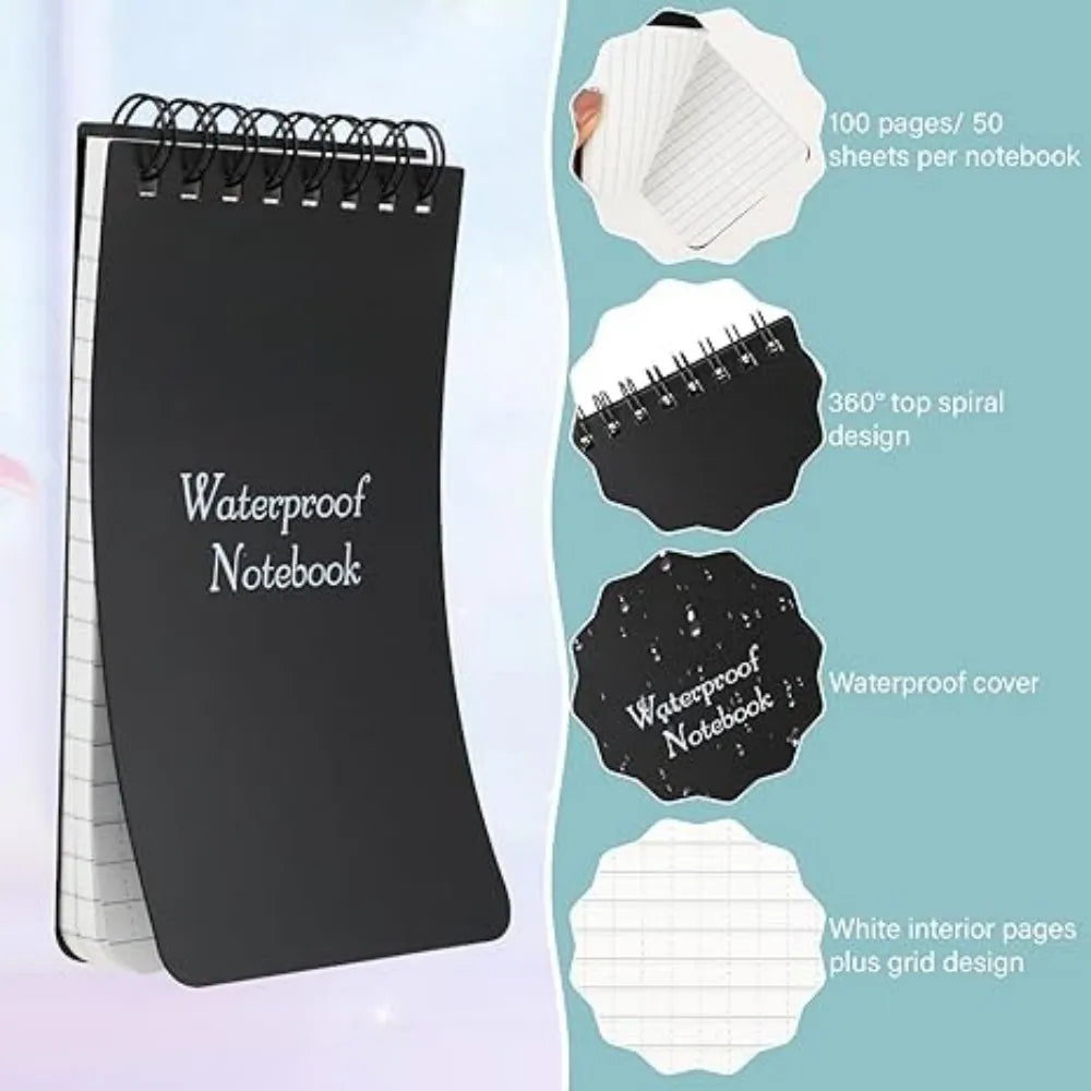 Waterproof Small Notebook Tactical All Weather Pocket Notepads Mini Spiral Memo Pad Note Pads For Outdoor Home Office School Gif