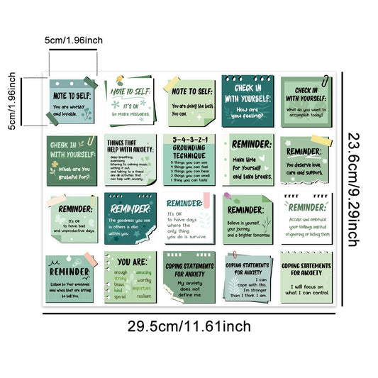 100pcs Mental Health Stickers Reminder Decals Positive Psychology Affirmations Mental Health Decor Fridge Self-adhesive Labels