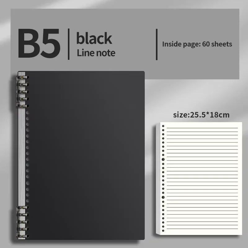 B5 Notebook 60Sheet Replaceable Refill Loose Leaf Spiral Binder Paper Index Writing Book Stationery For Office School Supplies