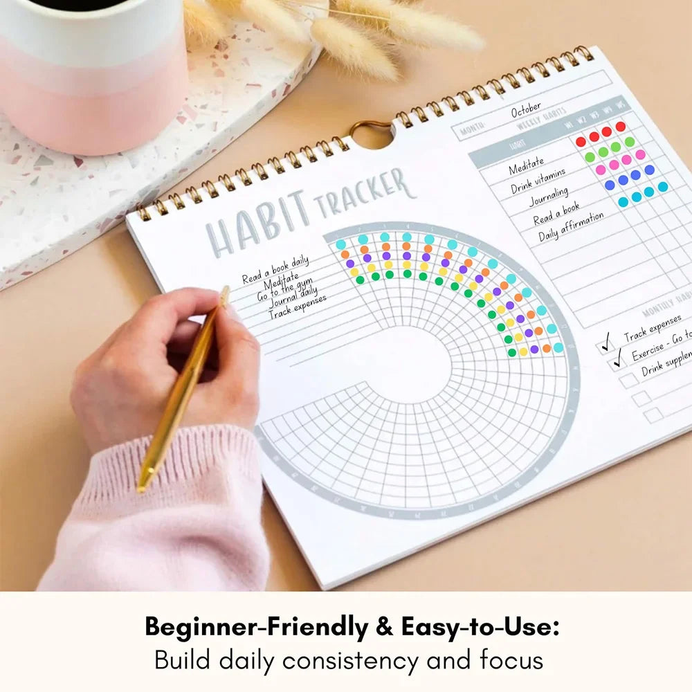 Habit Tracker Calendar,Women's Plan Coil Calendar Journal Inspirational Goal Planner with Weekly Undated 12 Month Journal