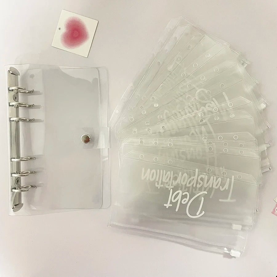 SKYSONIC A6 Binder Cash Budget Envelope Budget Set,12pcs Letter Bags,Ticket Card Organizer,Receipt Storage Bag Wealth Management