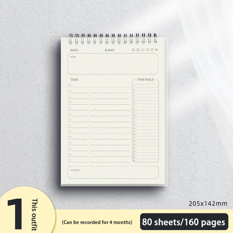 2024 Planner Agenda Spiral A5 Notebook Schedules Daily Plan To Do List Notepad 160 Pages Thick Office School Supplies Stationery