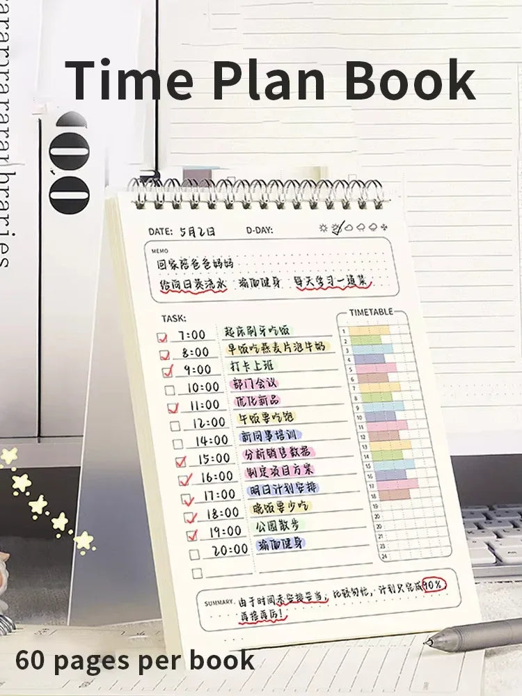 A5 Planner Agenda Spiral Notebook Schedules Daily Plan To Do List Notepad 160 Pages Thick Office School Supplies Stationery