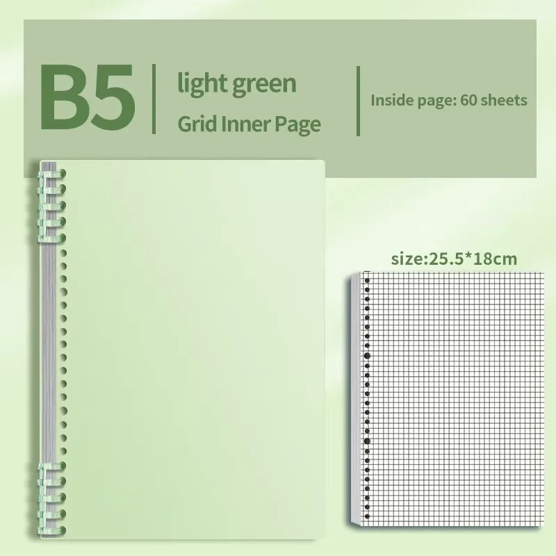 B5 Notebook 60Sheet Replaceable Refill Loose Leaf Spiral Binder Paper Index Writing Book Stationery For Office School Supplies