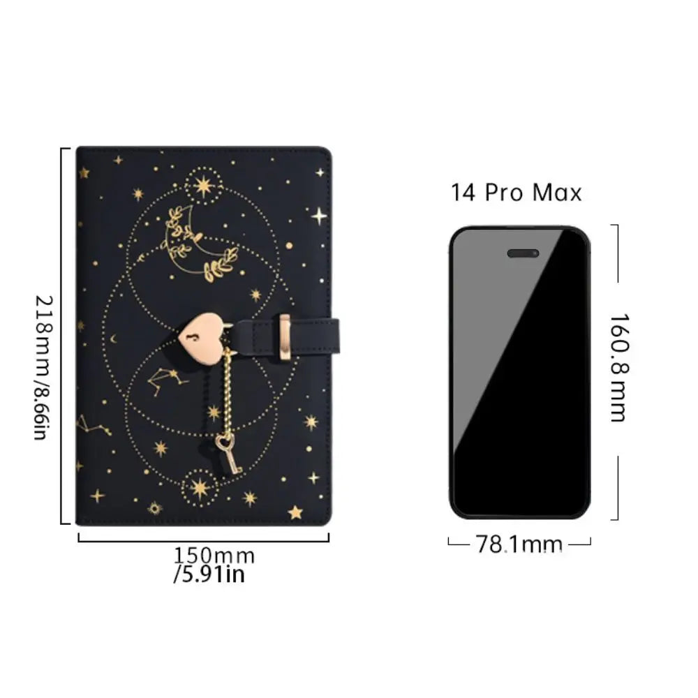Heart Key Lock Password Notebook Stationery Diary Book A5 Notebook With Lock Love Girl Diary Protecting Secrets