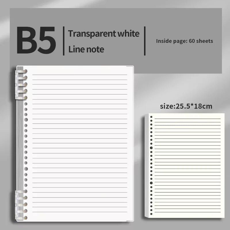 B5 Notebook 60Sheet Replaceable Refill Loose Leaf Spiral Binder Paper Index Writing Book Stationery For Office School Supplies