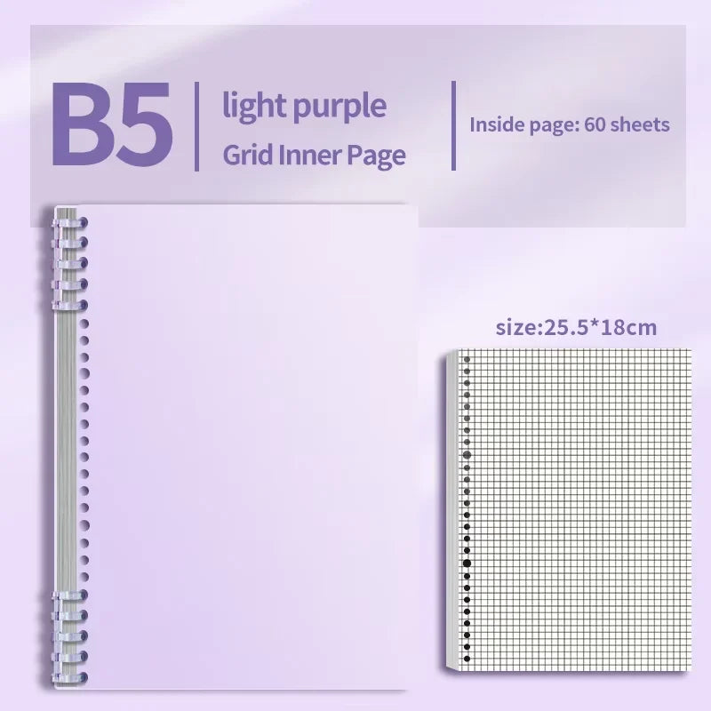 B5 Notebook 60Sheet Replaceable Refill Loose Leaf Spiral Binder Paper Index Writing Book Stationery For Office School Supplies