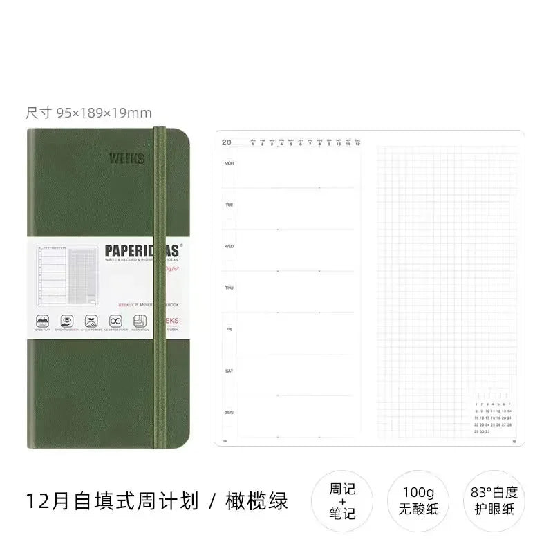 Self Filled Weekly daily Notebook Minimalist Girl Weekly Calendar Notebook Diary Weekly Plan Portable Pocket Book 95x189x19mm