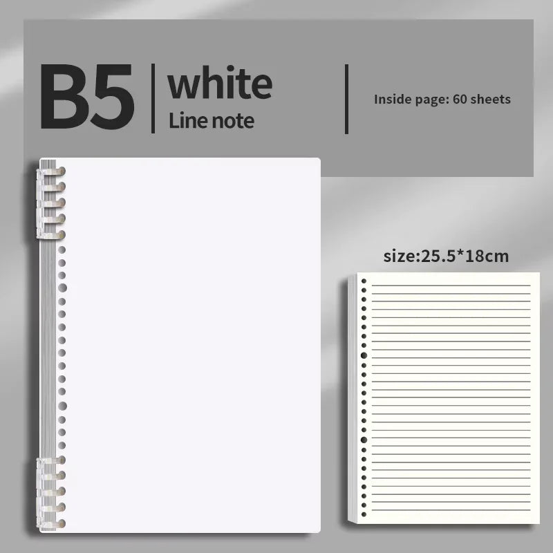 B5 Notebook 60Sheet Replaceable Refill Loose Leaf Spiral Binder Paper Index Writing Book Stationery For Office School Supplies