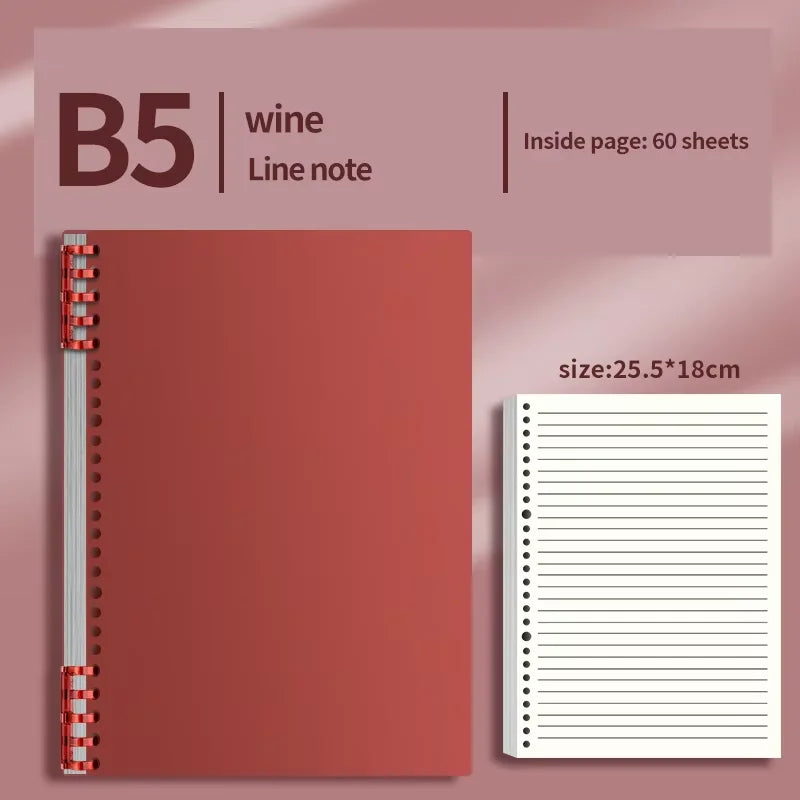 B5 Notebook 60Sheet Replaceable Refill Loose Leaf Spiral Binder Paper Index Writing Book Stationery For Office School Supplies