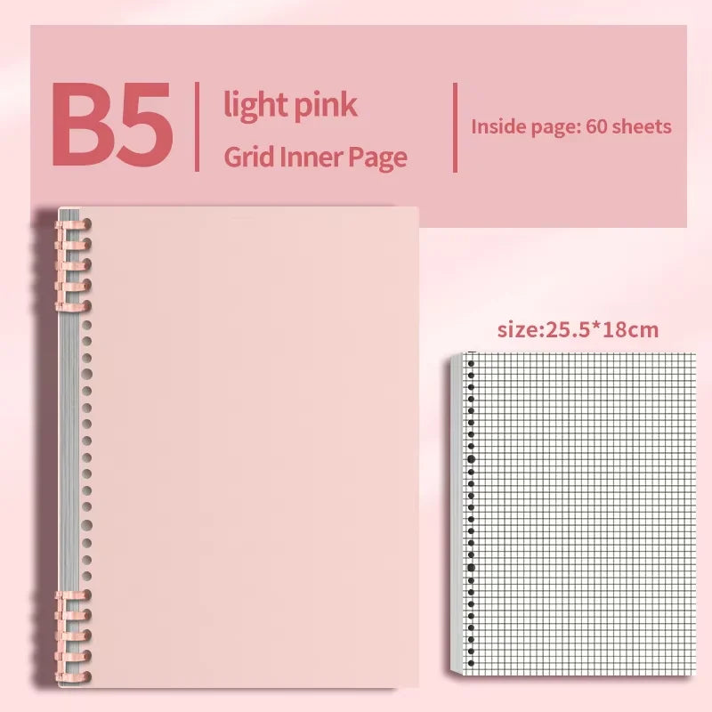 B5 Notebook 60Sheet Replaceable Refill Loose Leaf Spiral Binder Paper Index Writing Book Stationery For Office School Supplies