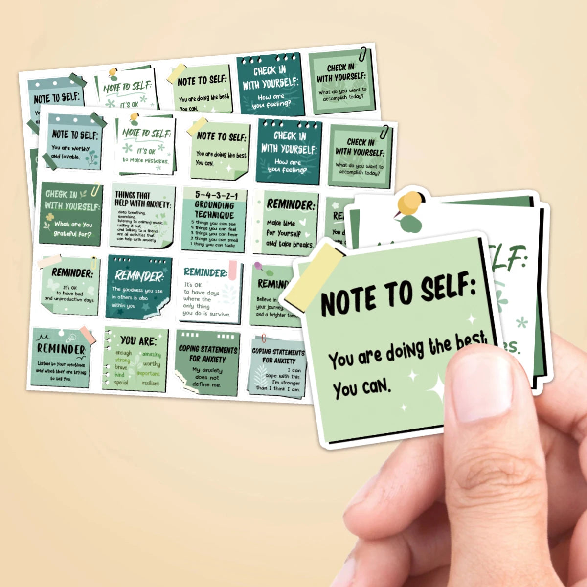 100pcs Mental Health Stickers Reminder Decals Positive Psychology Affirmations Mental Health Decor Fridge Self-adhesive Labels