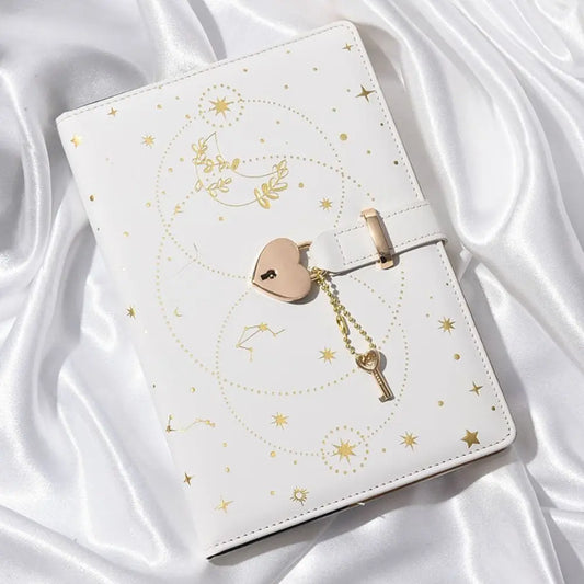 Heart Key Lock Password Notebook Stationery Diary Book A5 Notebook With Lock Love Girl Diary Protecting Secrets
