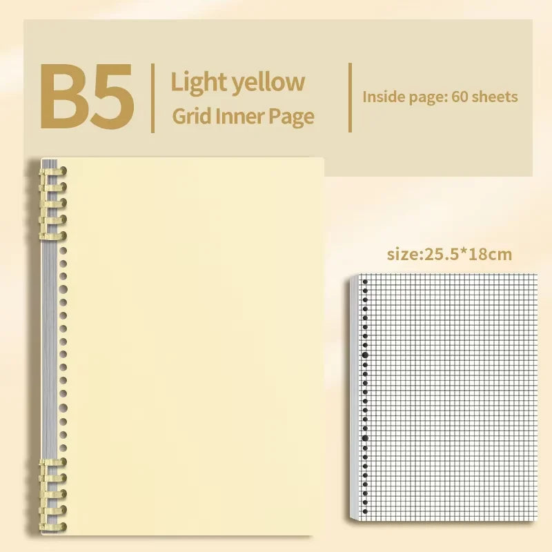 B5 Notebook 60Sheet Replaceable Refill Loose Leaf Spiral Binder Paper Index Writing Book Stationery For Office School Supplies